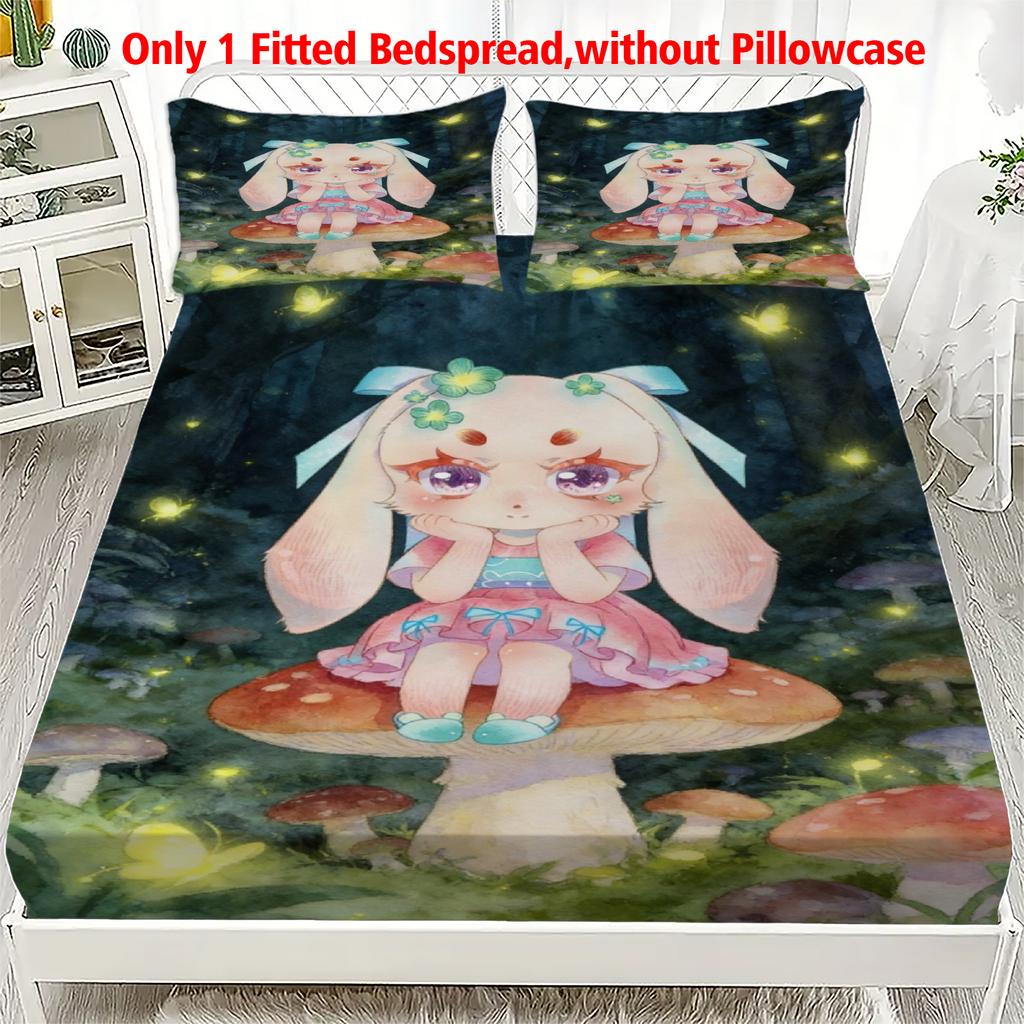 3pcs Fitted Sheet Set Soft Fluff Town Lulu-Sleepy Bunny Breathable Fitted Sheet Set for Home Decor Birthday Gifts For Kids