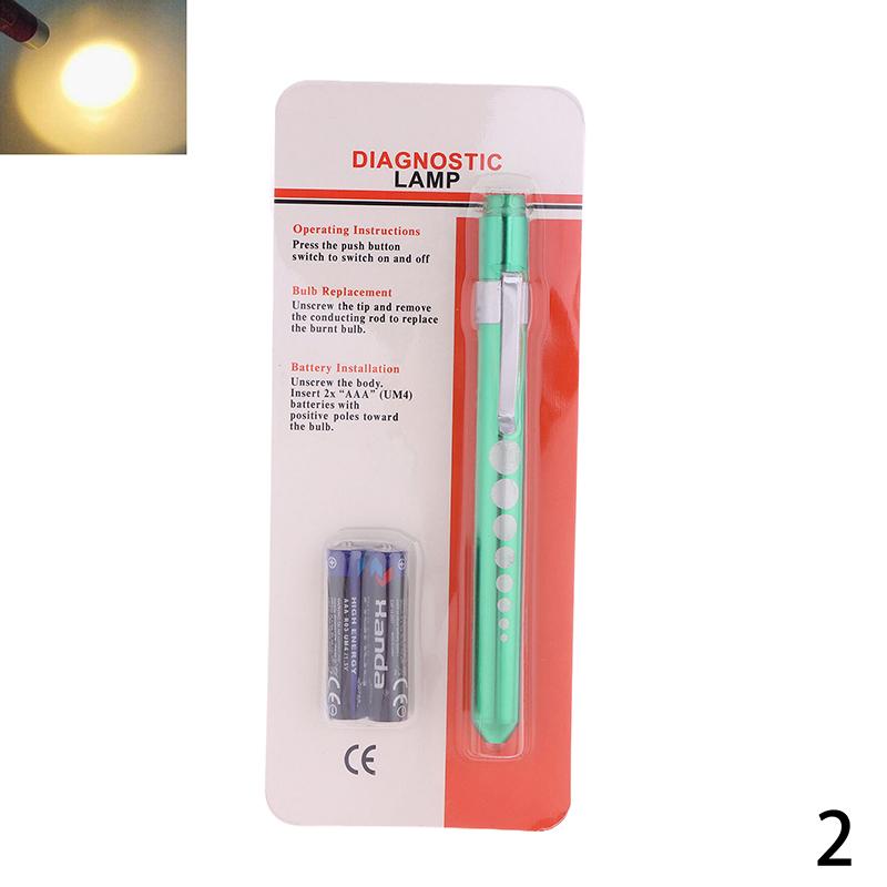 Portable Medical Led Penlight With Pupil Gauge Ruler With Battery Mini Flashlight White+Yellow Light For Doctor Nurse Diagnosis