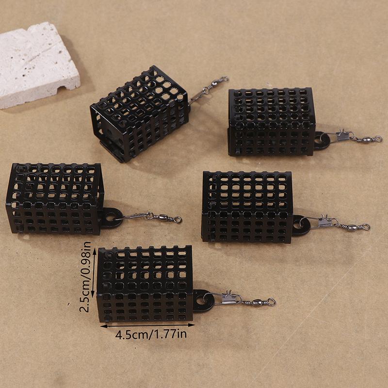 5 Pcs Fishing Tackle Feeder Cage Iron Lure Fishing Feeders Round Square Feeder Basket Cage Fishings Lure Cage