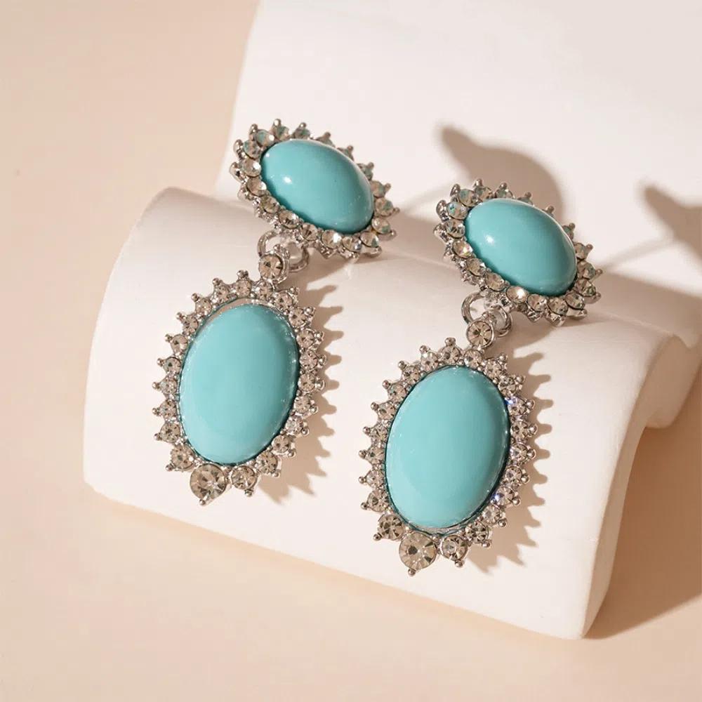 Turquoise Bohemian Turquoise Earrings Green Water Drop Pearl Ear Studs  Lady Gifts