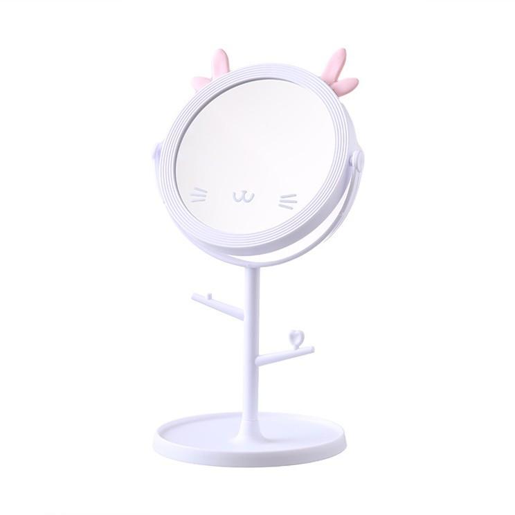 Cat Ear Vanity Mirror High-Definition Tabletop Rotatable Makeup Mirror Creative Princess-Style Mirror for Girls' Dressing Table