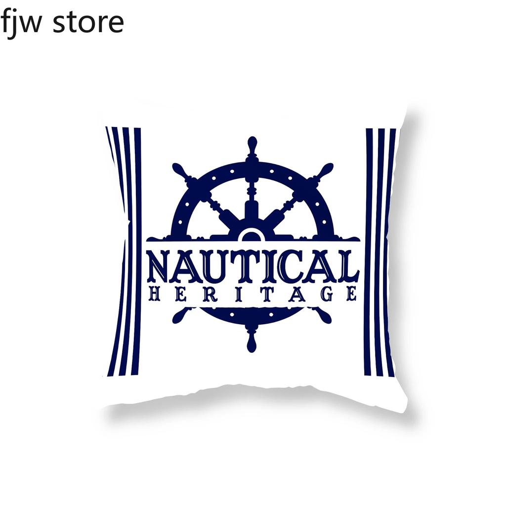 Home Decor Compass Anchor Pillow Cover Blue Mediterranean Cushion Sofa Chair Car Office Ornament 40x40cm 45x45cm