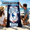 Custom Name Personalized Cardiff City FC Print Beach Towel, for Trip Camping Beach Party Home Decor, Birthday Gift for Family & Friends