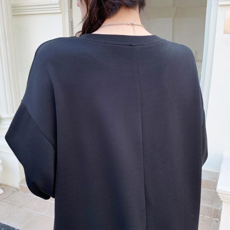 DIMANAF 2025 Plus Size Dress Women Summer Vintage Dress Basic Printing Long Loose Casual Black Dress Elegant