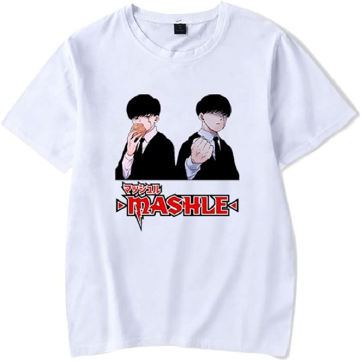 

WJHYWDH Mashle Magic and Muscles T-Shirt Merch Anime Casual Short Sleeved T Shirt Unisex Tee XXXXXL білий