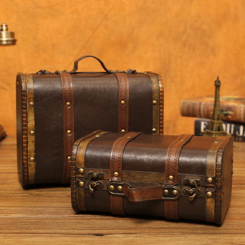 Vintage Wooden Suitcase for Storage & Photography Props