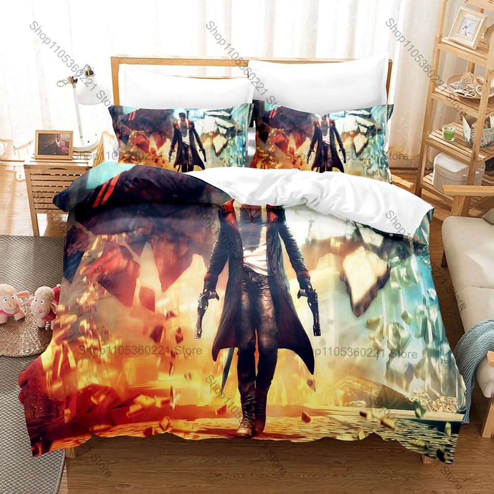 DmC Devil May Cry 3PCS Bedding Set Duvet Cover And Two Pillowcases Microfiber 3D Digital Print Game Bed Linens Home Decoration