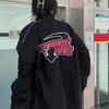 Giacca da baseball in stile Y2K Racing da donna, cappotto stampato, vintage, casual, a blocchi di colore, a maniche lunghe, abbigliamento universitario autunnale