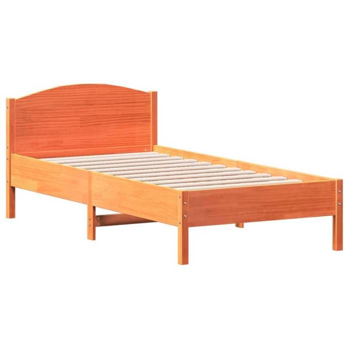 VidaXL Bed Frames with Headboard, Single Bed with Slat Base, Adult Bed, Bedroom Furniture, Modern, Wax Brown 842629