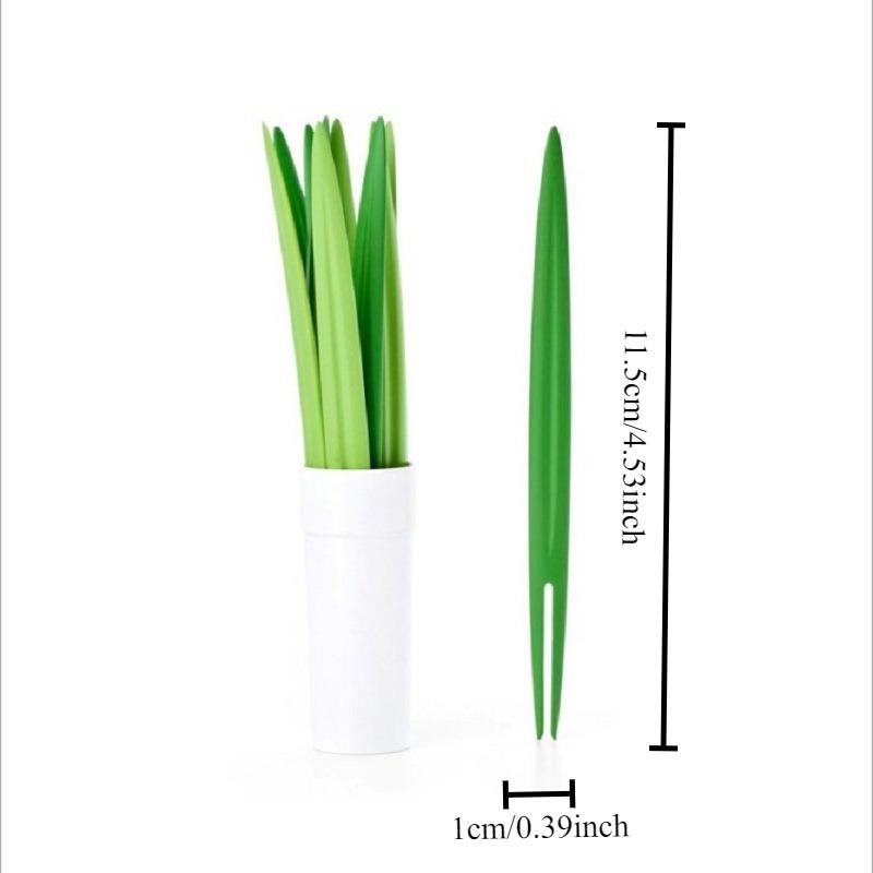 

5pcs Bamboo Leaf Green Shape Fruit Fork Creative New Sign Fruit Sign Kitchen Supplies Convenient Creative Styling
