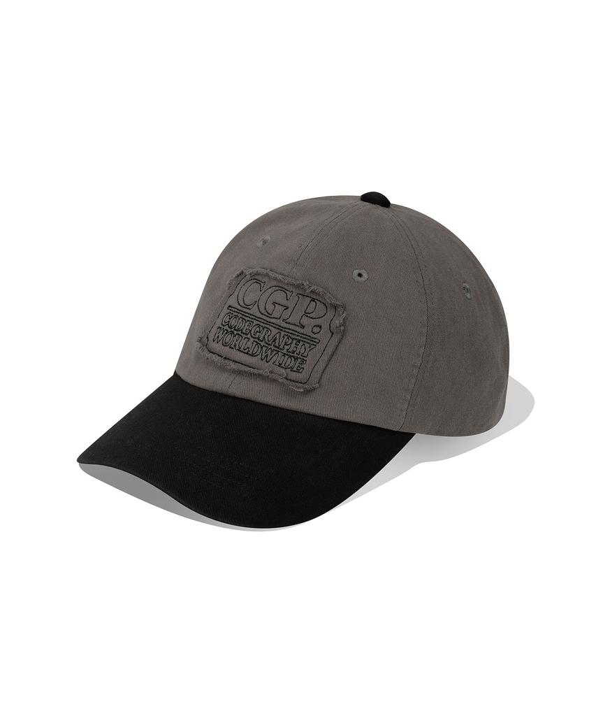 CGP Square Logo Damaged Wash Ball Cap_Charcoal