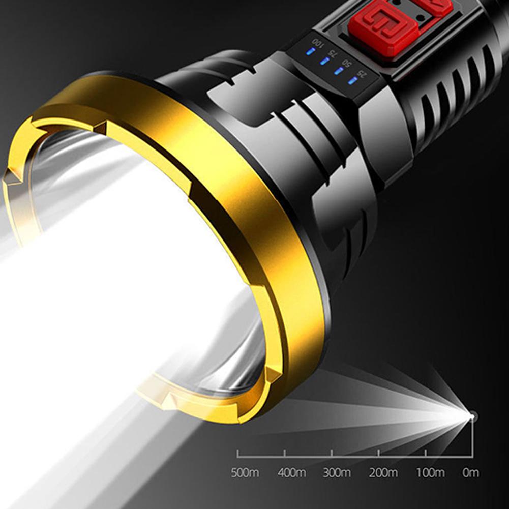 LED Flashlight Searchlight Multifunctional Waterproof Camping Lamp Dimmable Service Work Light Power Display Outdoor Accessories