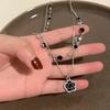 Double-Layer Rose Zircon Sweater Necklace - Women's Versatile Clavicle Chain, Light Luxury, High-End, Niche Accessory