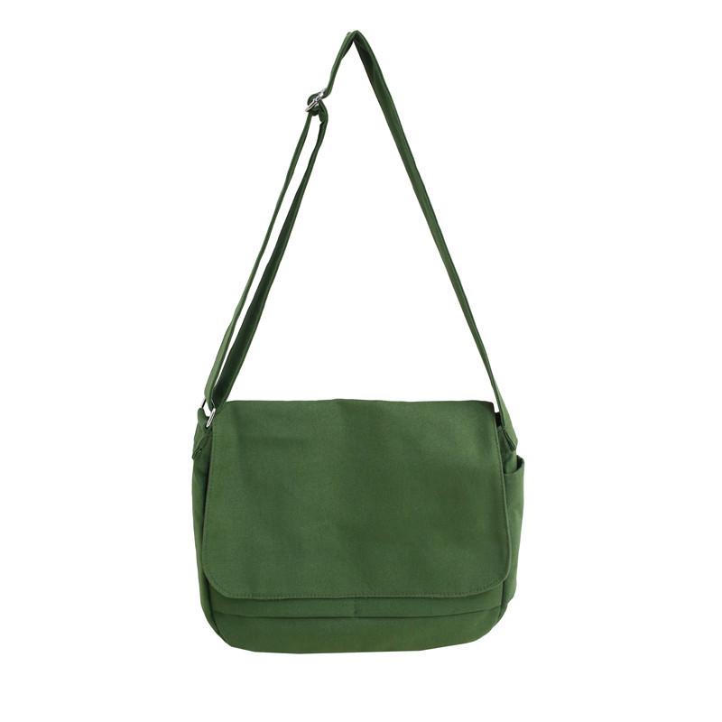 Your favorite bag Nieuwe eenvoudige canvas tas effen kleur enkele schoudertas crossbody tas one Size groen