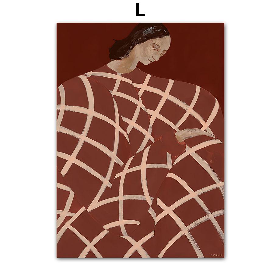 Abstract Figure Lines Stripe Girl Colorful Wall Art Canvas Painting Posters And Prints Bar Hotel Pictures For Living Room Decor