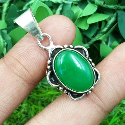 Green Onyx Gemstone 925 Sterling Silver Plated 1pcs Pendent Chris-r239