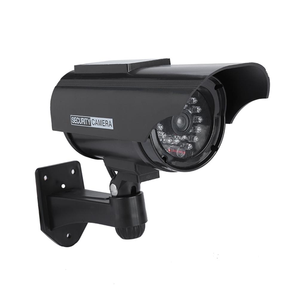 Solar Powered Fake Camera Outdoor CCTV Surveillance Security Camera LED Record(silver)