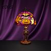 USB Powered Halloween Lamp Night Light, Stained Glass Lamp, Retro Gothic Glowing Low Energy with Warm Amber Purple, Tabletop Decor for