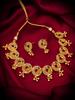 Gold-Plated Green Stone-Studded & Beaded Jewellery Set