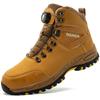 Rotating Button Pu Leather Steel Toe Safety Shoes For Men's Work Boots Easy Wear Work Construction Anti Puncture Men Botas Shoes