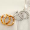 Hong Style Cross-Border Simple U-Shaped Earrings 18K Gold Plating Personalized Striped Big Circle
