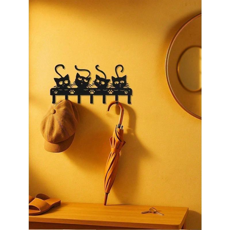 Cat Key Holder 7 Hooks Wall Mount Rustproof Home Decor Gift for Cat Lovers