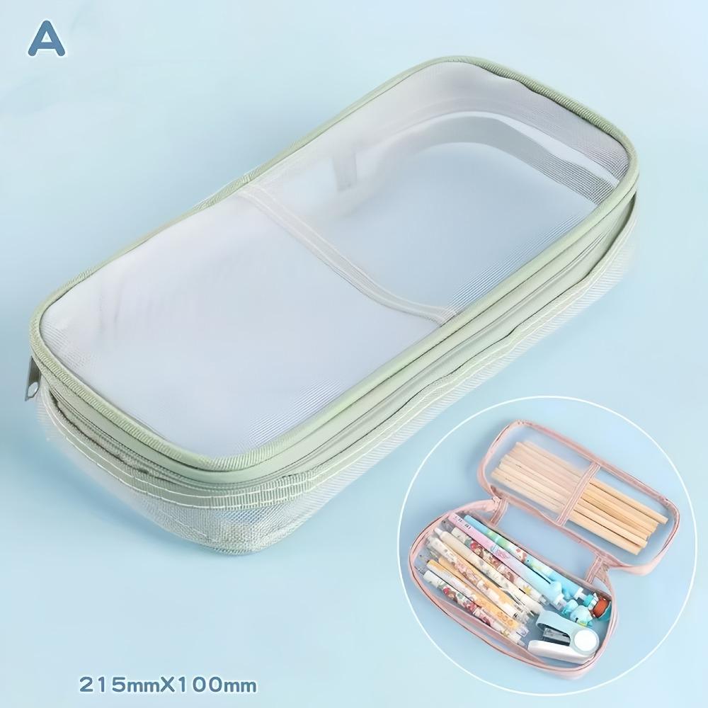 Lightweight Mesh Pencil Case Large Capacity Aesthetic Bag  Student Stationary