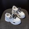 Thick-soled leather surface heightening dad shoes girl 2025 new ins fried street casual breathable muffin shoes little white shoes