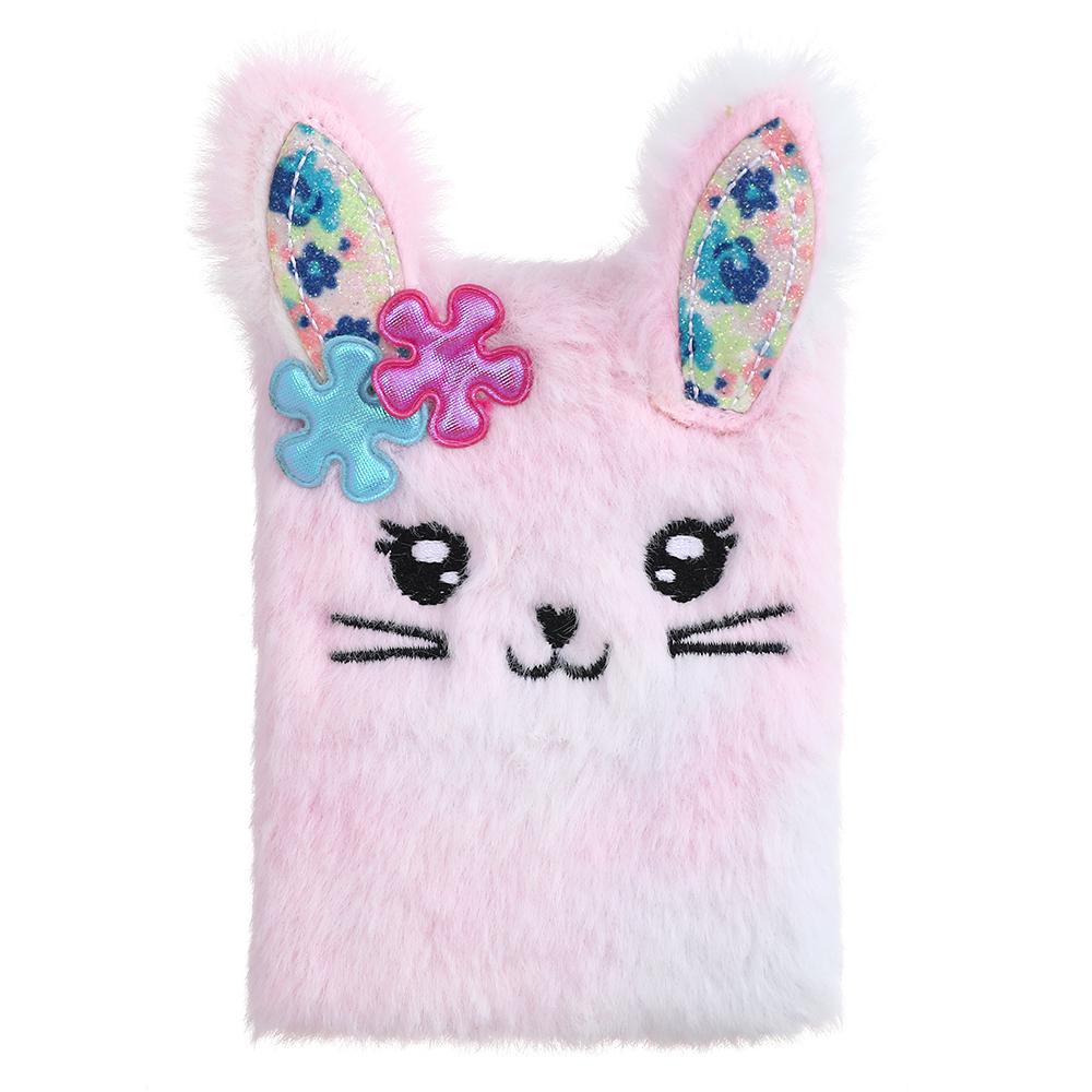 Kids' Cartoon Rabbit Plush Mini Notebook - Portable Diary for Girls