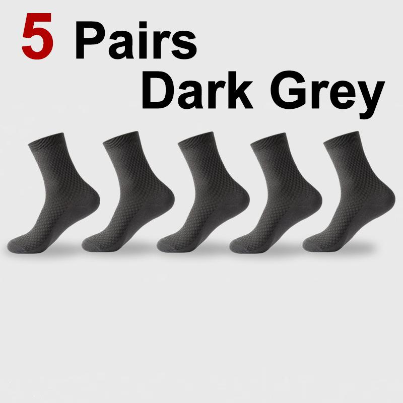 1/5 Pairs Men Bamboo Fiber Knitted Round Neck Socks Anti Odor Sweat Absorbing Comfortable Breathable Business Casual Wear Socks