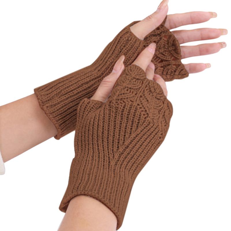 Women Winter Fingerless Gloves Warm Soft Knitted Mittens Elegant Wrist Arm Hand Half Finger Elastic Short Gloves Guantes