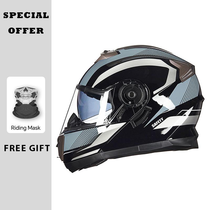 2025 New Professional Motorcycle Helmets Racing Flip Up Helmet ABS Material Modular Dual Lens Bluetooth Full Face Helmet DOT ECE