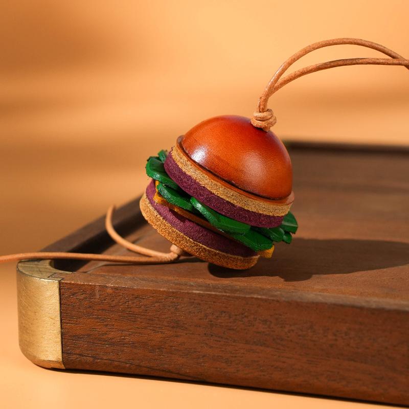 

1 Piece Women S Backpack Exquisite Pendant Hamburger Leather Bag Charm Keychain Decoration Diy Accessories