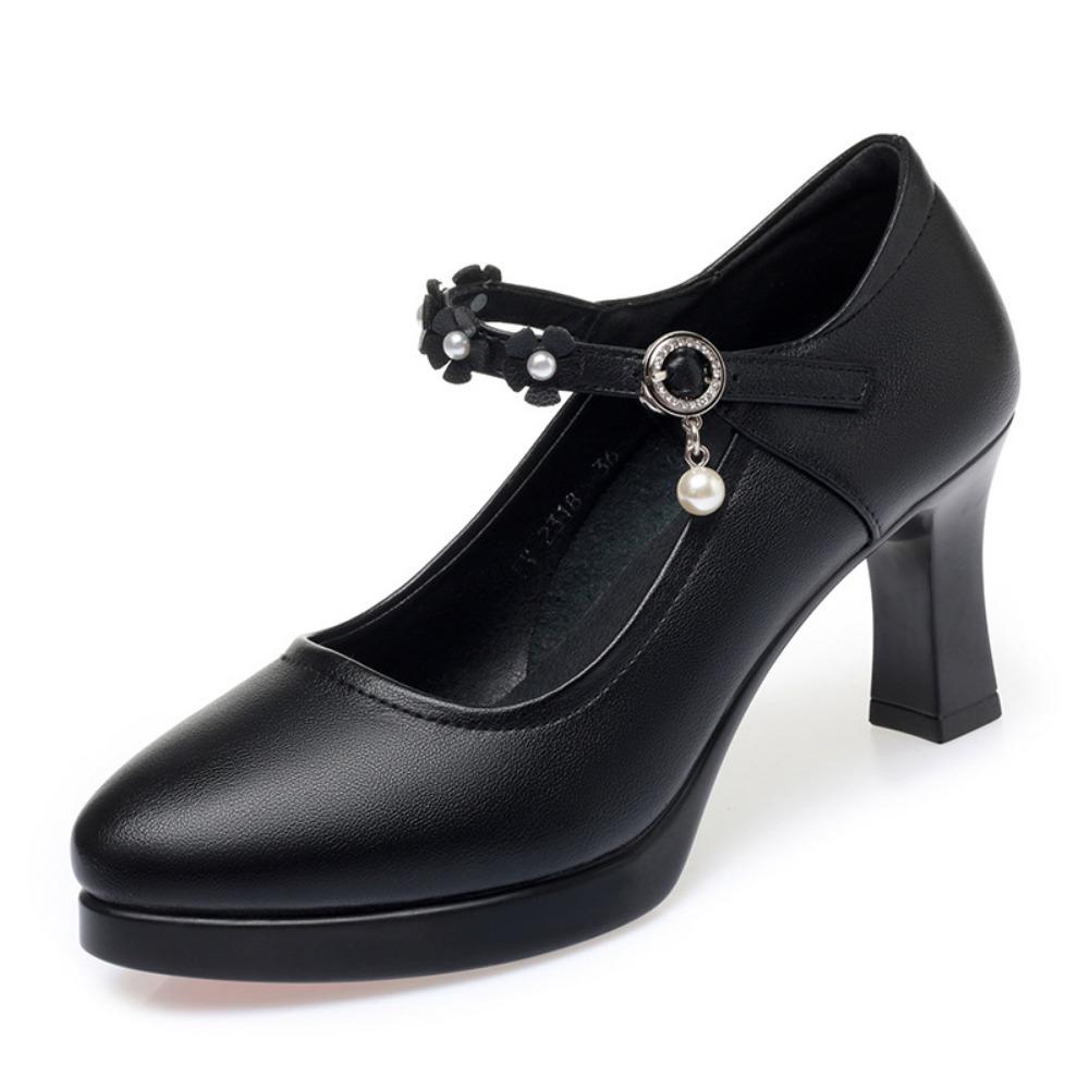 Frühling Herbst Plateau Pumps Damenschuhe Damen Schnallenriemen High Heels Schuhe Damen Elegant Schwarz Büroschuhe