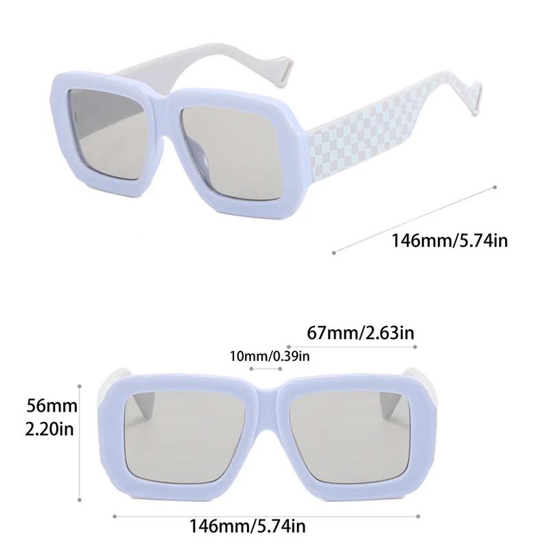 New Big Frame Square Chessboard Grid Sunglasses Women Men Luxury Brand Designer Vintage Pink Punk Shades UV400