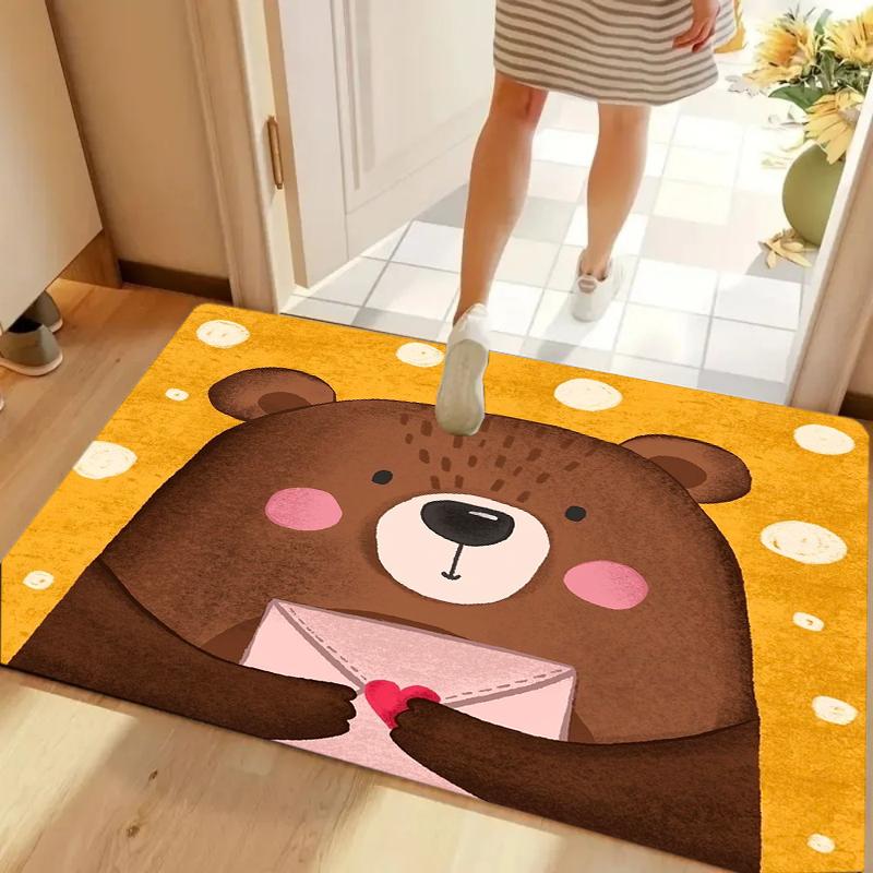 

Door Mat Cute Cartoon Lion Face Print Kids Area Rug Playroom Living Room Kitchen Bedroom Entry Decor Washable 40cm x 60cm