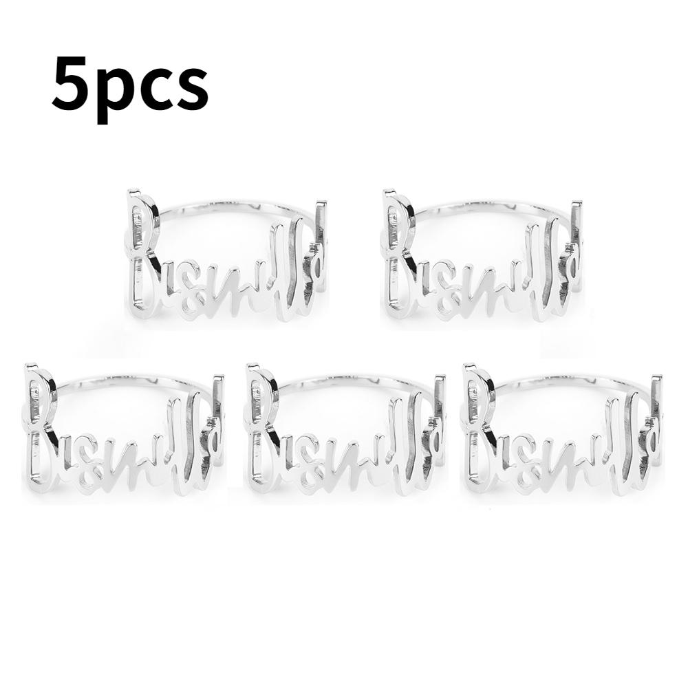 1/5PCS Fashion Letter Napkin Ring New Gold Silver Bismillah Napkin Rings Western Restaurant Hotel Wedding Party Home Decoration