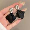 Double Rhombus Shape Dangle Earrings for Women Hollow Golden Metal Lattice Drop Earrings Geometry Party Punk Jewelry