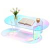 Round Square Acrylic Side Desk Modern Accent Modern Chic Desk Iridescent Clear Coffee Table Transparent Art Home Decor Furniture