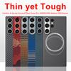 For Samsung S24 Ultra/ S24+/S24 Carbon Case Aramid Fiber Kevlar Fabric Thin Hard Cover Magnetic Black Slim Light Red 600D