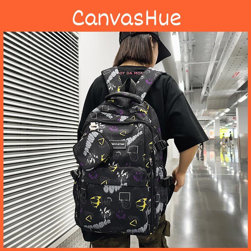 Fashionable Shape Letter Smiley Face Graffiti Large Capacity Backpack Student