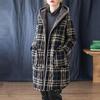 Women Plus Size Warm Thickened Hooded Plaid Coat Medium Length Jacket Cotton Winter