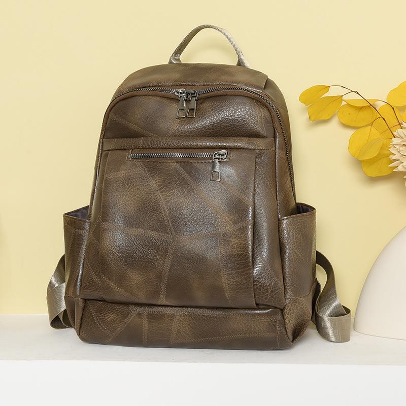Backpack Women's New Trend Large Capacity PU Women's Bag Fashion Retro Women's Casual Backpack