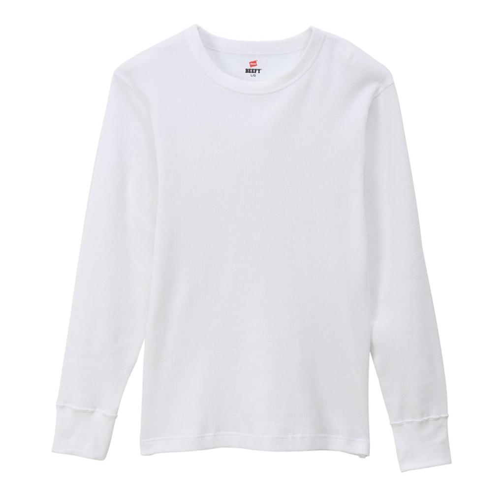 Hanes Thermal Crew Neck Long Sleeve Solid Waffle Size Men's T-Shirt, Thermal, Warm, Warm, Color, Pattern, Beefy, White, L, HM4-Q103