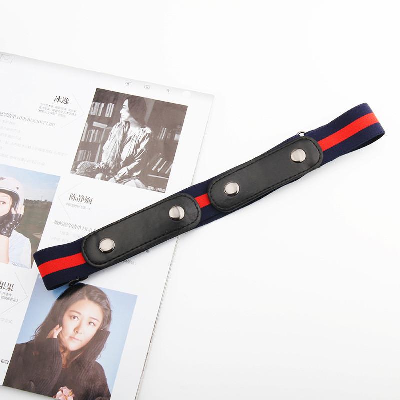 

Unisex Stretch Faux Leather Belt With Snap Closure And Adjustable Length For Daily Use BlueRed