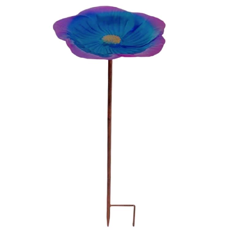 Elegant Flower Shaped Bird Birdbaths Bowl with Stake for Treat Water Sand