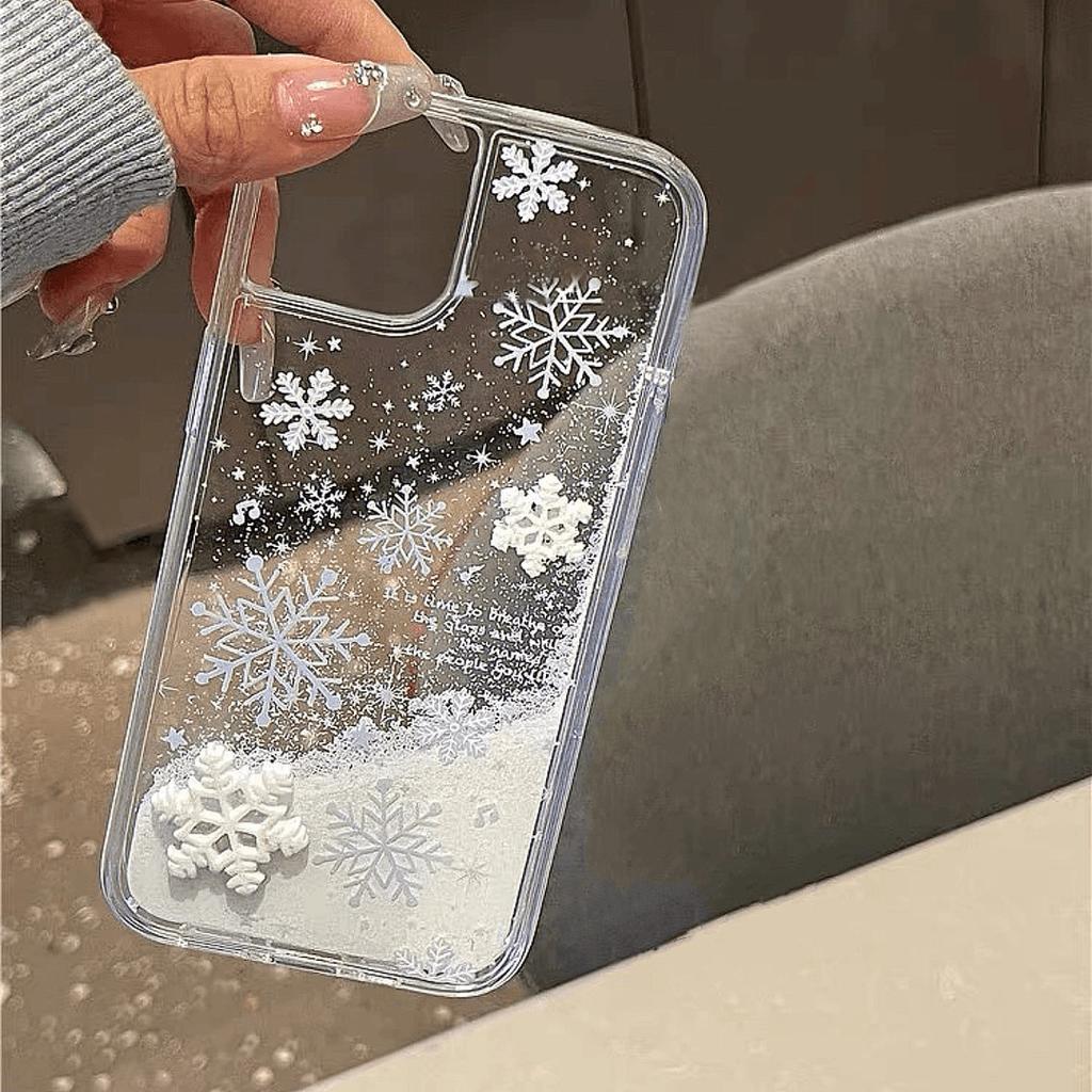 Autumn and winter flowing snowflake quicksand shell is suitable for Apple 11PM mobile phone case Huawei oppo Xiaomi vivo protective case
