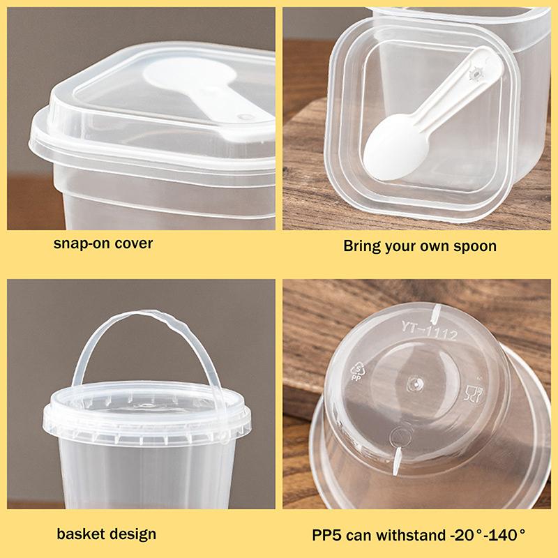 10Pcs Dessert Cup With Spoon With Lid Transparent Cups For Dessert Ice Cream Pudding Yogurt Cups Mousse Cake Box Container