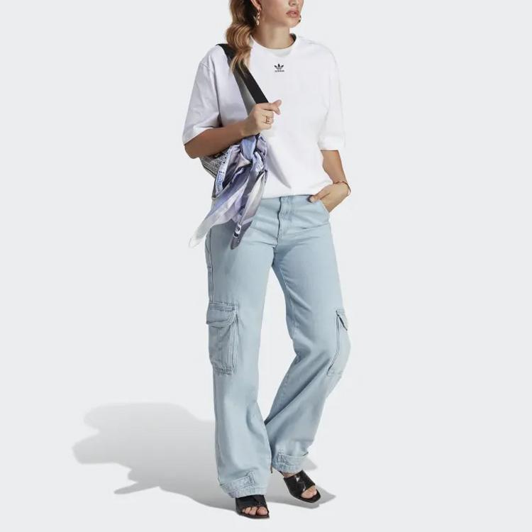 Adidas Originals Adicolor Essentials Loose Fit Crew Neck T-Shirt With Plain Logo Women Tops White IA6461