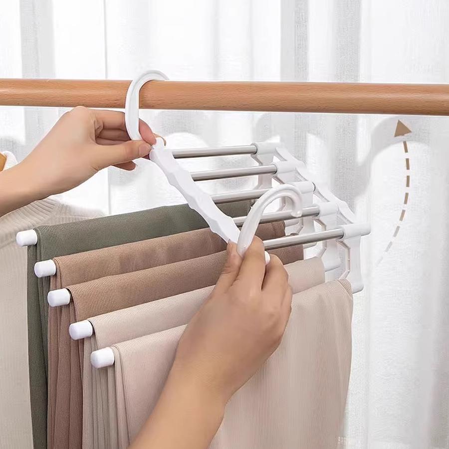 1PCS Folding Trouser Rack Multi-functional Household Multi-layer Trouser Hanger Traceless Trouser Rack Wardrobe Storage Shenqi